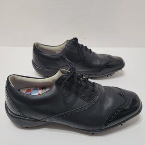 Footjoy LoPro Black Leather Wingtip Golf Shoes - Womens 7.5